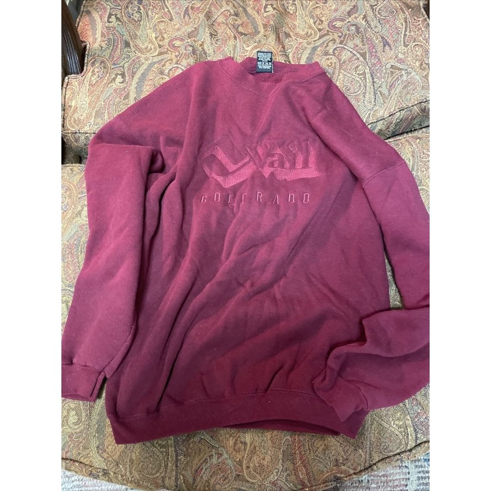 H.L. Miller Gold Vintage Vail Colorado Embossed  Sweatshirt Size XL Made In USA